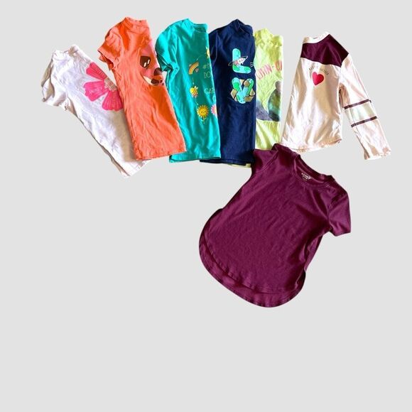 Lot Of 7 Girl's Tops Sz XS/S (6-7) T-shirts Graphic Shirts C&J Old Navy - Picture 1 of 8